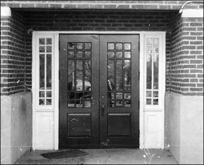 Paul Schmidt photographed doors at the Pawnee Rock school in 1952. Photo copyright 2010 by Barb Schmidt.