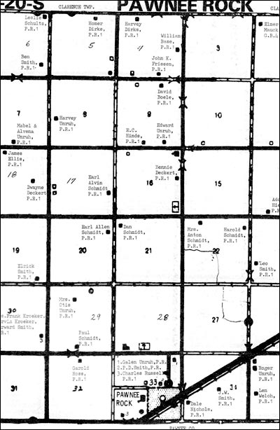 Detail of Pawnee Rock Township map. Photo by Barb Schmidt.