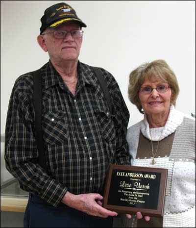 Larry and Carolyn Mix accepted the award on my behalf at a meeting of the Wet/Dry Routes Chapter.