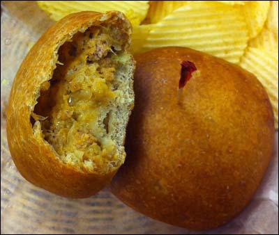 Breadbasket bierock. Photo copyright 2010 by Leon Unruh.