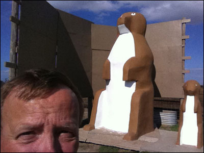 World's biggest prairie dog and its pup, Oakley, Kansas. Photo copyright 2010 by Leon Unruh.