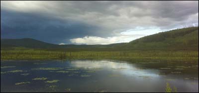 A pond near the Alaska Highway, Yukon Territory. Photo copyright 2011 by Sam Unruh.