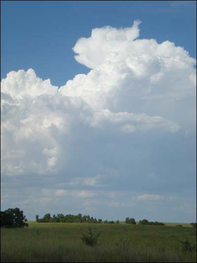 Clouds and a field northwest of Pawnee Rock. August 2010. Photo copyright 2010 by Leon Unruh.