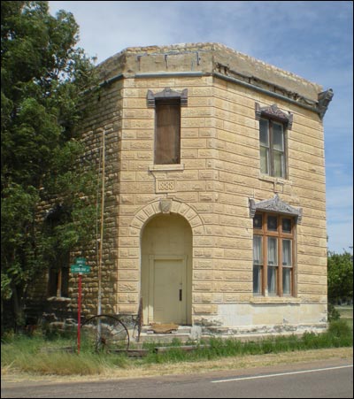 This limestone building was erected in 1888. Photo copyright 2010 by Leon Unruh.