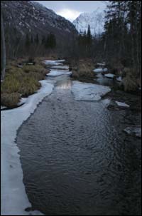 Creek in Chugach State Park east of Eagle River, Alaska. Photo copyright 2009 by Leon Unruh.