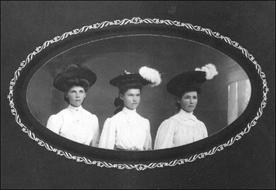 Anna, Minnie, and Tilda Deckert -- daughters of the Andrew Deckert family -- posed genteely in the early 20th century. Gary Eitel sent this photo.