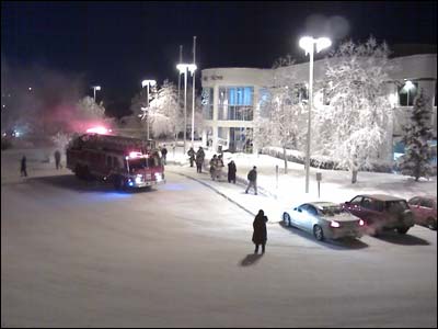 Fire trucks at the Anchorage Daily News. Photo copyright 2009 by Leon Unruh.