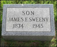 James Sweeny grave marker. Photo copyright 2010 by Leon Unruh.