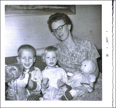 Kids with Mom and dolls. Photo copyright 1961 by Elgie Unruh.