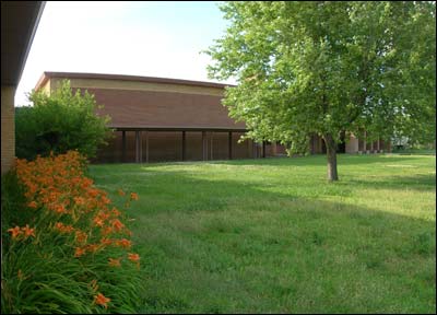 Pawnee Rock school building, June 2007. Photo copyright 2010 by Leon Unruh.