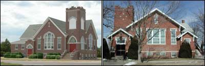 Bergthal Mennonite Church and New Jerusalem Swedenborgian Church, Pawnee Rock, in 2006. Photos copyright 2006 by Leon Unruh.