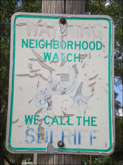 Neighborhood Watch sign in Pawnee Rock, 2010. Photo copyright 2010 by Leon Unruh.