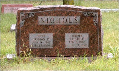 Grave of T.P. and Lucy Nichols. Photo copyright 2008 by Leon Unruh.