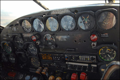 The instrument panel of the C-45. Photo copyright 2010 by Jim Dye.