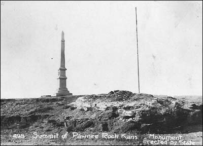 The Pawnee Rock spire, apparently before the pavilion was built in 1920.