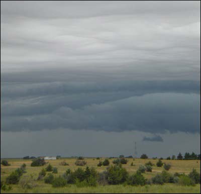 A rainstorm northwest of Pawnee Rock. Photo copyright 2010 by Leon Unruh.