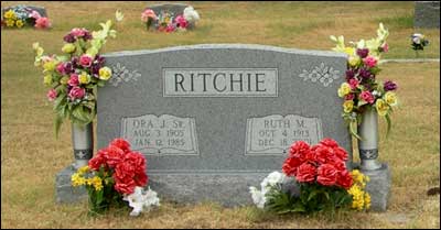 Grave of Ora and Ruth Ritchie, Pawnee Rock Cemetery. Photo copyright 2010 by Leon Unruh.