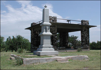 Pawnee Rock State Park pavilion and monument. Photo copyright 2009 by Leon Unruh.