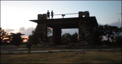 Young couple on the Pawnee Rock State Park pavilion. August 2010. Photo copyright 2010 by Leon Unruh.