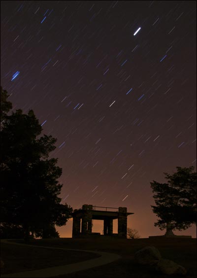 Pawnee Rock State Park, star-streak photo by John Bowers. Photo copyright 2011 by John Bowers.