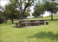 Picnic table on Pawnee Rock. Photo by Spencer Hines. Copyright 2008 by Spencer Hines.