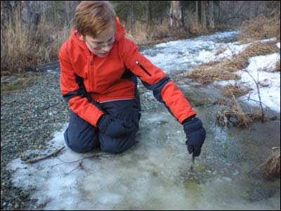 Playing in the slush, Chugch State Park. Photo copyright 2009 by Leon Unruh.