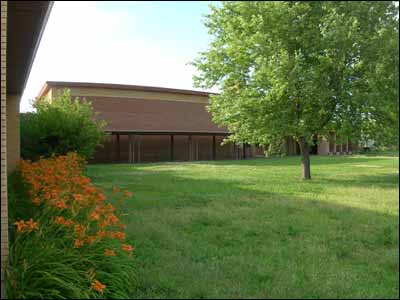 Front yard of the Pawnee Rock school. Photo copyright 2009 by Leon Unruh.