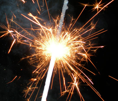 Sparkler on the Fourth of July. Photo copyright 2009 by Leon Unruh.