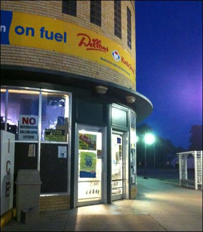 Dillons store at twilight in St. John, Kansas. Photo copyright 2010 by Leon Unruh.