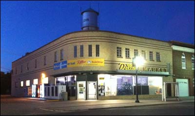 Dillons store at twilight in St. John, Kansas. Photo copyright 2010 by Leon Unruh.