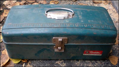 Western Auto tackle box owned by Leon Unruh. Photo copyright 2009 by Leon Unruh.