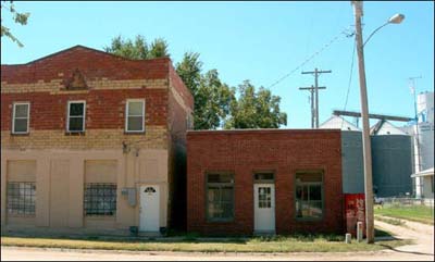 Former telephone office in Pawnee Rock, photographed in 2006. Photo copyright 2006 by Leon Unruh.