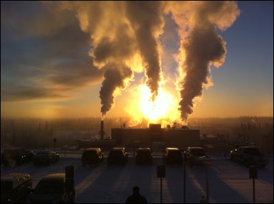 Midday sun on November 30, 2010, University of Alaska Fairbanks. Photo copyright 2010 by Leon Unruh.